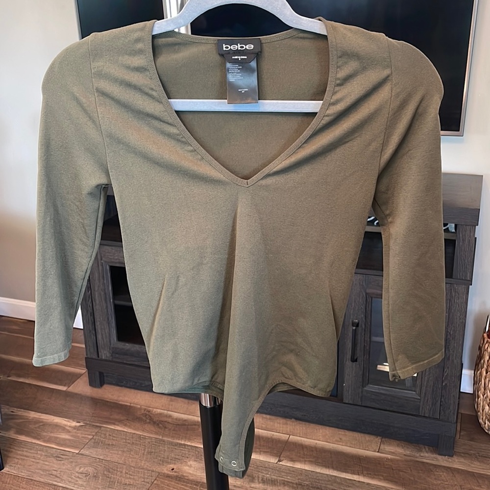 Olive green bebe bodysuit
